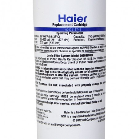 Filtre RF-2800-13 pour frigo - Filtre à eau  RF-2800-13 d'origine Haier Filtre RF-2800-13 pour frigo - Filtre à eau  RF-2800-13 d'origine Haier