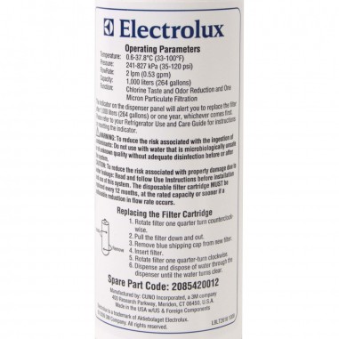 Filtre 2085420012 pour frigo - Filtre à eau 2085420012 d'origine Electrolux - Arthur Martin - AEG - FAURE Filtre 2085420012 pour frigo - Filtre à eau 2085420012 d'origine Electrolux - Arthur Martin - AEG - FAURE