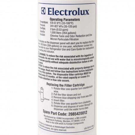 Filtre 2085420012 pour frigo - Filtre à eau 2085420012 d'origine Electrolux - Arthur Martin - AEG - FAURE Filtre 2085420012 pour frigo - Filtre à eau 2085420012 d'origine Electrolux - Arthur Martin - AEG - FAURE