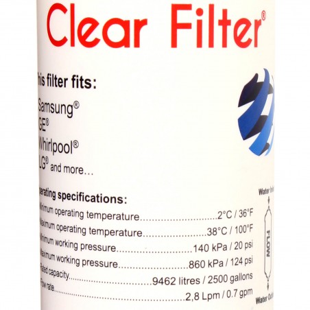 Filtre universel pour frigo américain - Clear Filter CF-100  filtre à eau filtre à eau