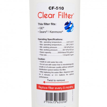 Filtre GSWF compatible pour frigo GE General Electric - Clear Filter CF-510 filtre à eau