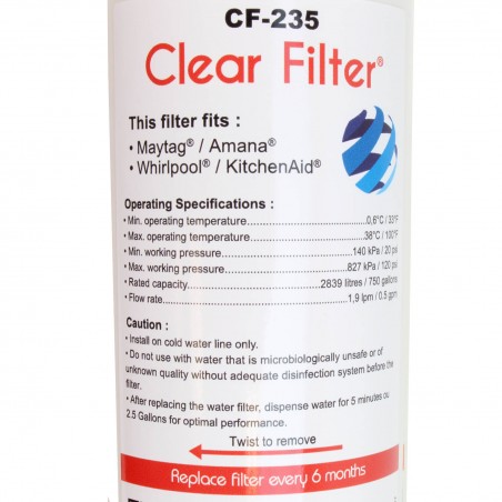 Filtre UKF8001 compatible pour frigo Maytag - Amana - Clear Filter CF-235 filtre à eau