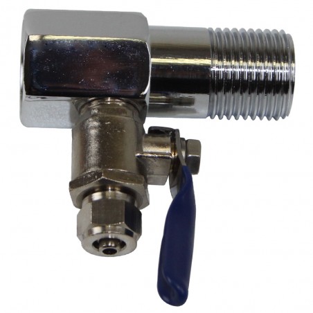 Prise d'eau 1/2'' M/F avec robinet pour tube 1/4''