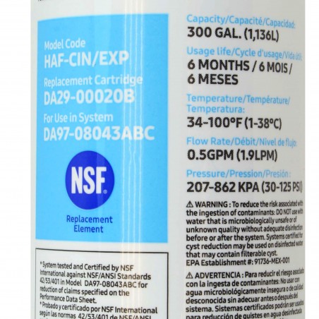 Filtre DA29-00020B / HAFCIN pour frigo - Filtre à eau DA29-00020B d'origine Samsung®